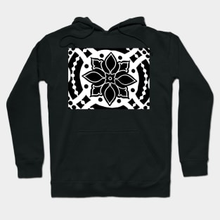 DAMASK VICTORIAN Black and White Bold Abstract Hoodie